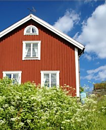 Rotes Holzhaus