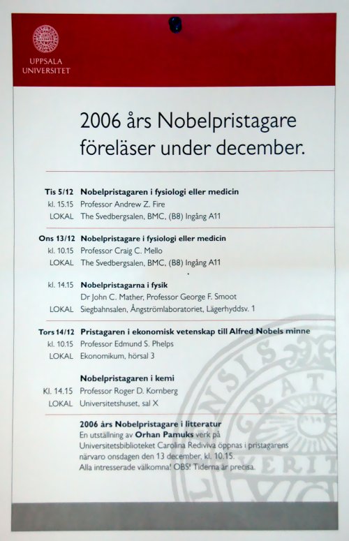 nobel schedule
